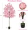 6FT Tall Cherry Blossom Artificial Tree with Realistic Pink Flowers & Green Leaves, Faux Silk Plant in Nursery Pot - Indoor/Outdoor Decor, Maintenance-Free